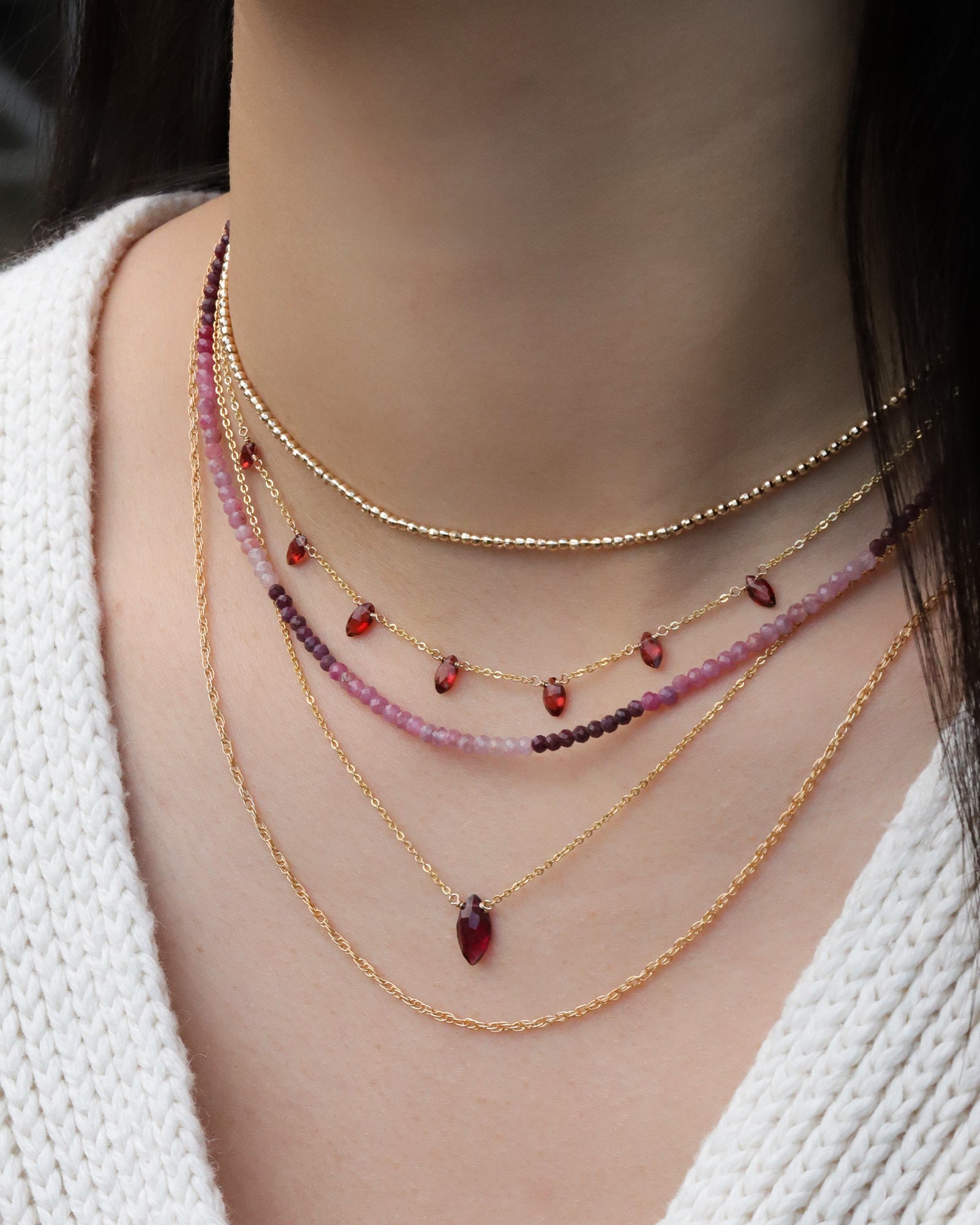 Gem Jar-Ruby Mix Stone Necklace | 2.5mm-Necklaces-14k Gold Filled, Ruby-Blue Ruby Jewellery-Vancouver Canada