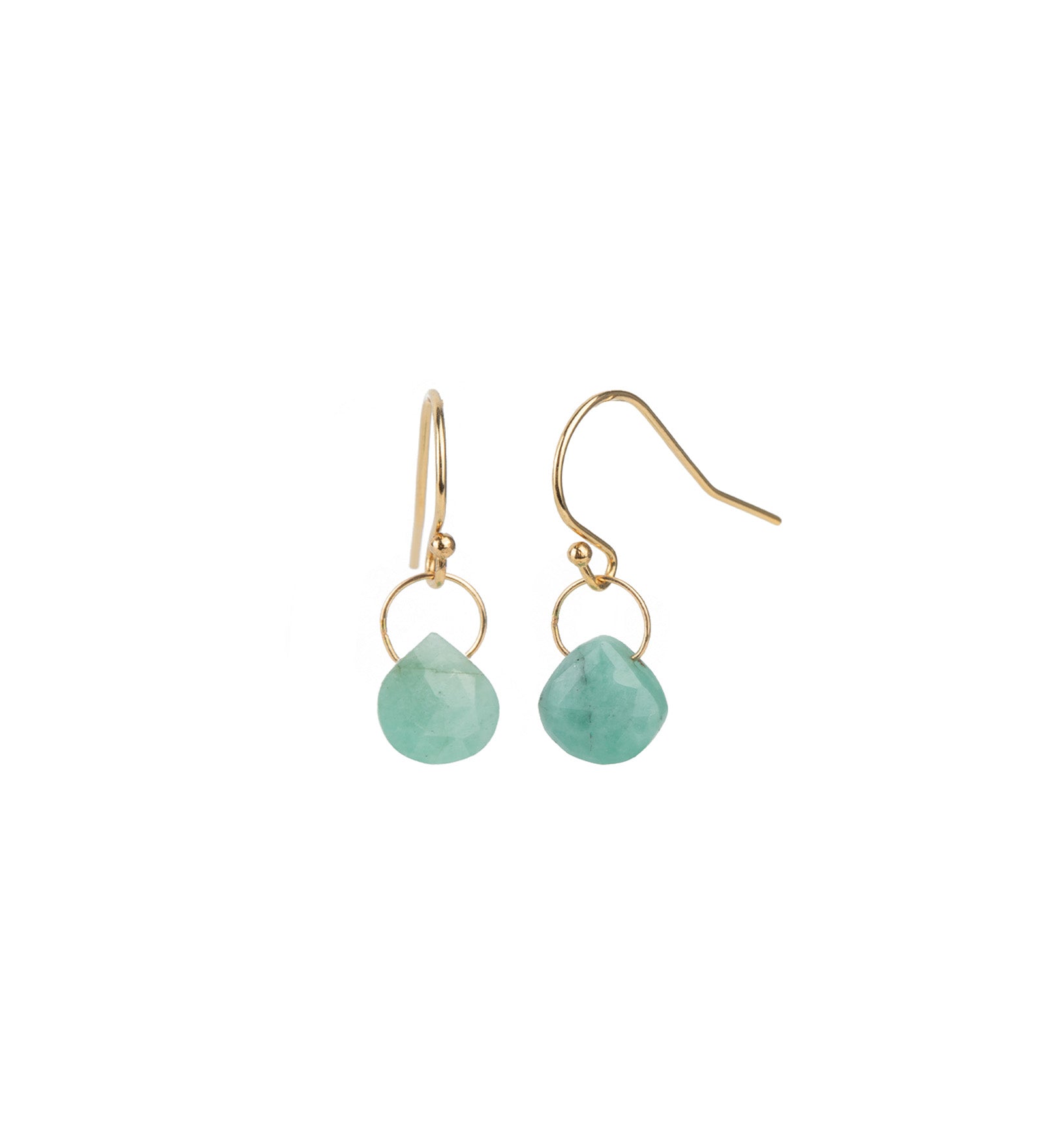 Gem Jar-Heart Stone Emerald Floating Hooks-Earrings-14k Gold Filled, Emerald-Blue Ruby Jewellery-Vancouver Canada