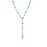 Gem Jar-Mixed Blue Drop Stone Lariat-Necklaces-14k Gold Vermeil, Turquoise-Blue Ruby Jewellery-Vancouver Canada