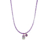 Amethyst Stone Rectangular Fluorite Drop Necklace | 3mm 14k Gold Filled, Amethyst, Fluorite