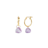 Trillion Floating Amethyst Huggies | 14mm 14k Gold Filled, Amethyst