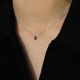 Stoned by Gem Jar-Pear Stone Cable Necklace-Necklaces-Sterling Silver, Amethyst-Blue Ruby Jewellery-Vancouver Canada