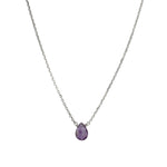 Pear Stone Cable Necklace Sterling Silver, Amethyst