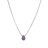 Pear Stone Cable Necklace Sterling Silver, Amethyst