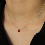 Stoned by Gem Jar-Pear Stone Cable Necklace-Necklaces-Sterling Silver, Garnet-Blue Ruby Jewellery-Vancouver Canada