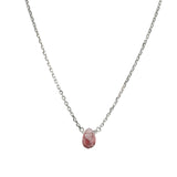 Pear Stone Cable Necklace Sterling Silver, Garnet