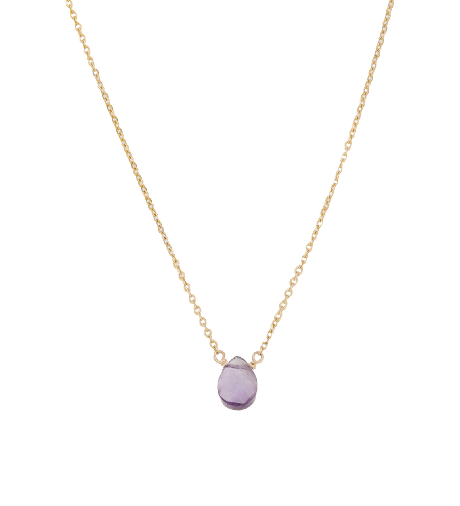 Pear Stone Cable Necklace 14k Gold Filled, Amethyst