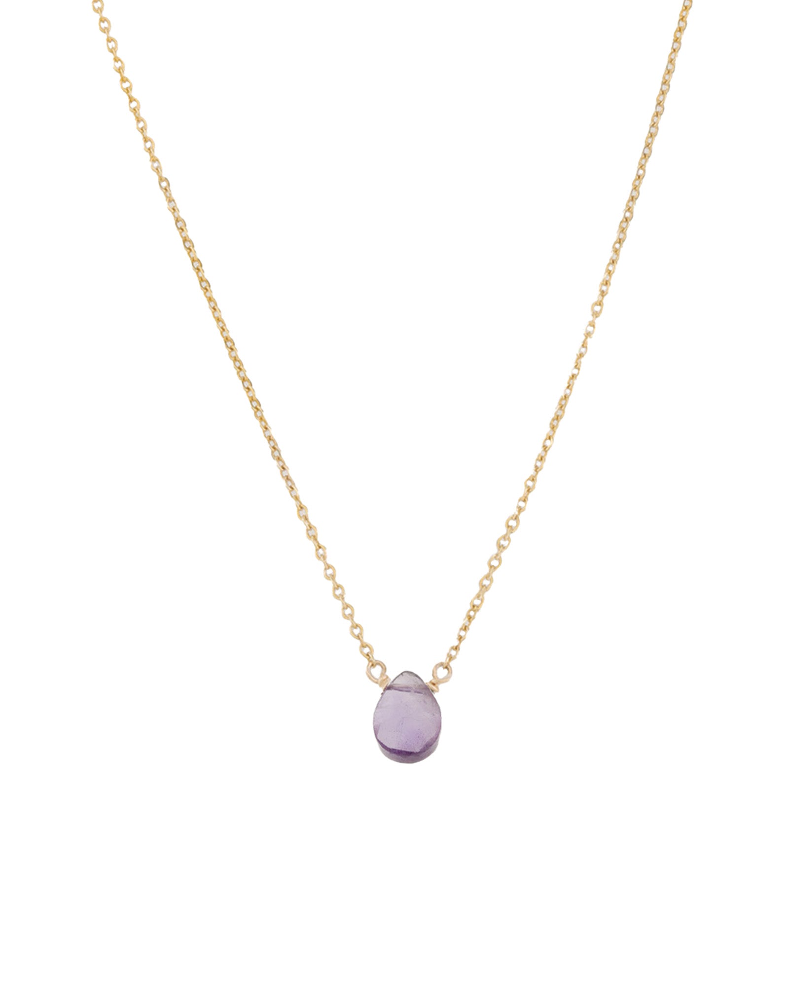 Pear Stone Cable Necklace 14k Gold Filled, Amethyst