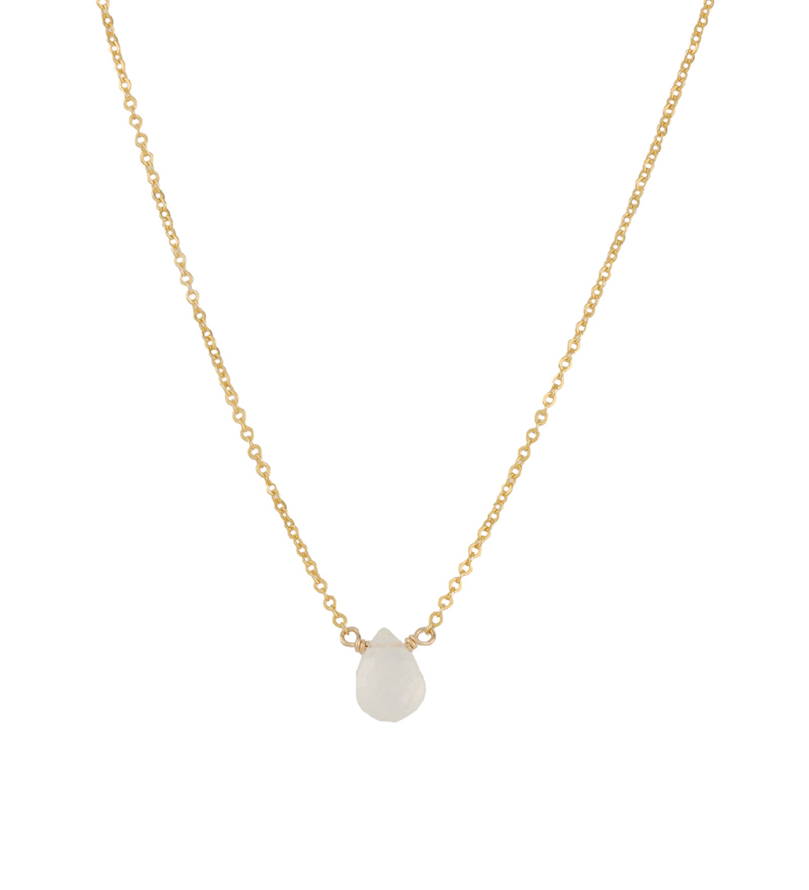 Pear Stone Cable Necklace 14k Gold Filled, Moonstone