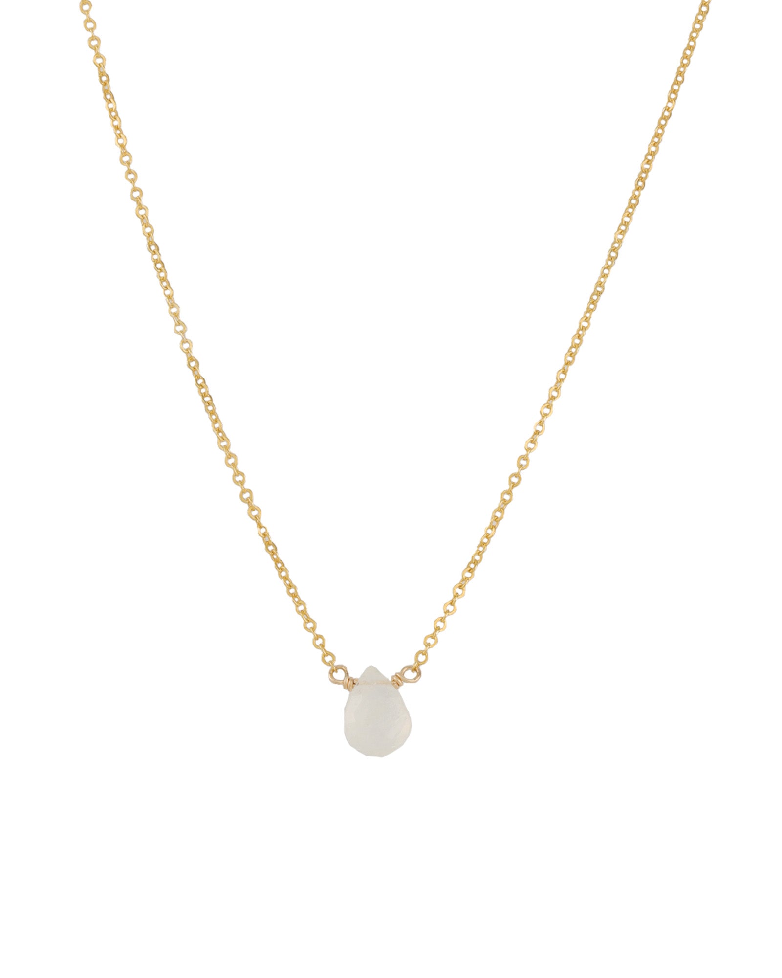 Pear Stone Cable Necklace 14k Gold Filled, Moonstone