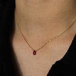 Stoned by Gem Jar-Pear Stone Cable Necklace-Necklaces-14k Gold Filled, Garnet-Blue Ruby Jewellery-Vancouver Canada