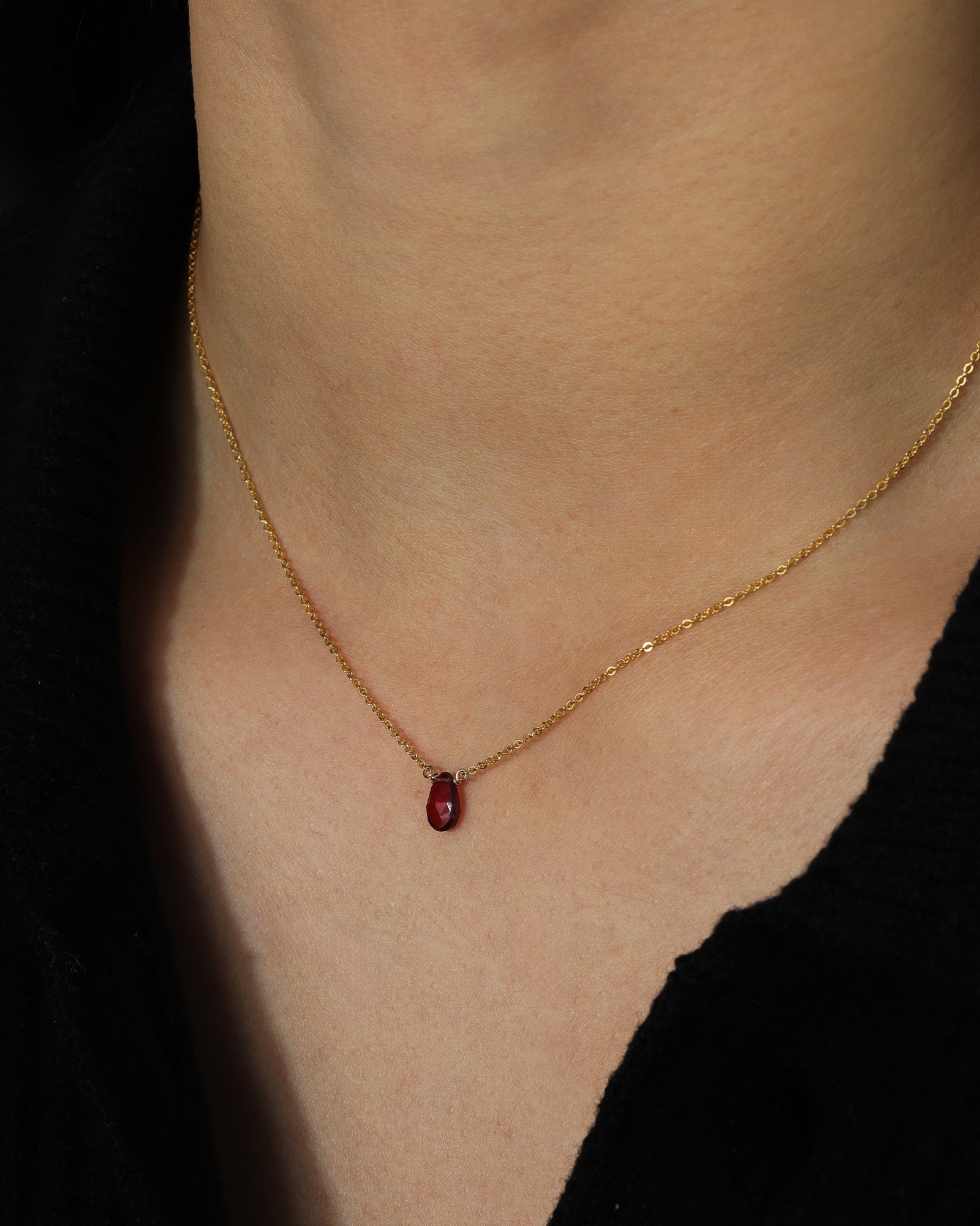 Stoned by Gem Jar-Pear Stone Cable Necklace-Necklaces-14k Gold Filled, Garnet-Blue Ruby Jewellery-Vancouver Canada