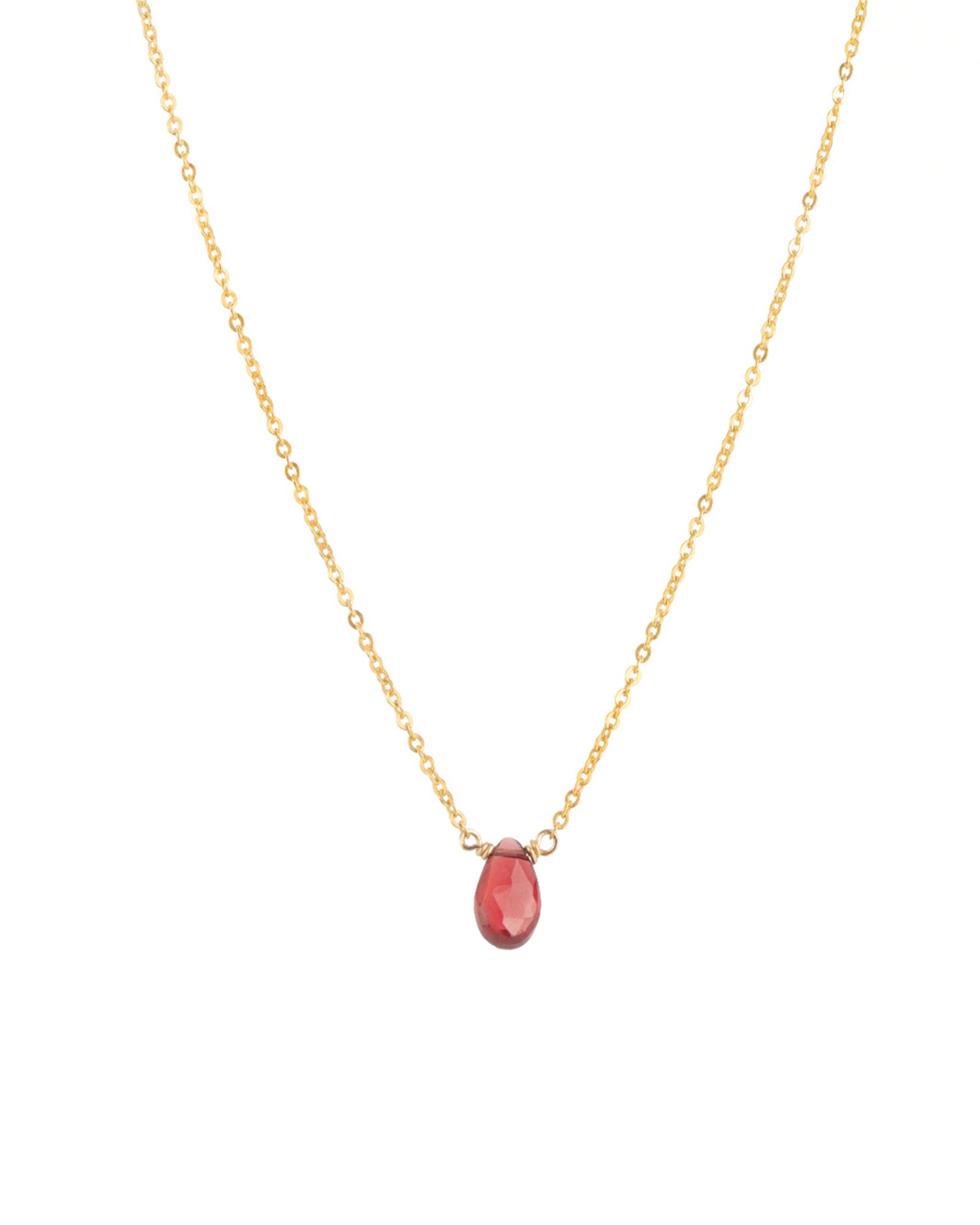 Pear Stone Cable Necklace 14k Gold Filled, Garnet