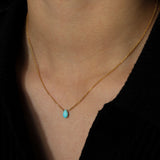 Stoned by Gem Jar-Pear Stone Cable Necklace-Necklaces-14k Gold Filled, Turquoise-Blue Ruby Jewellery-Vancouver Canada