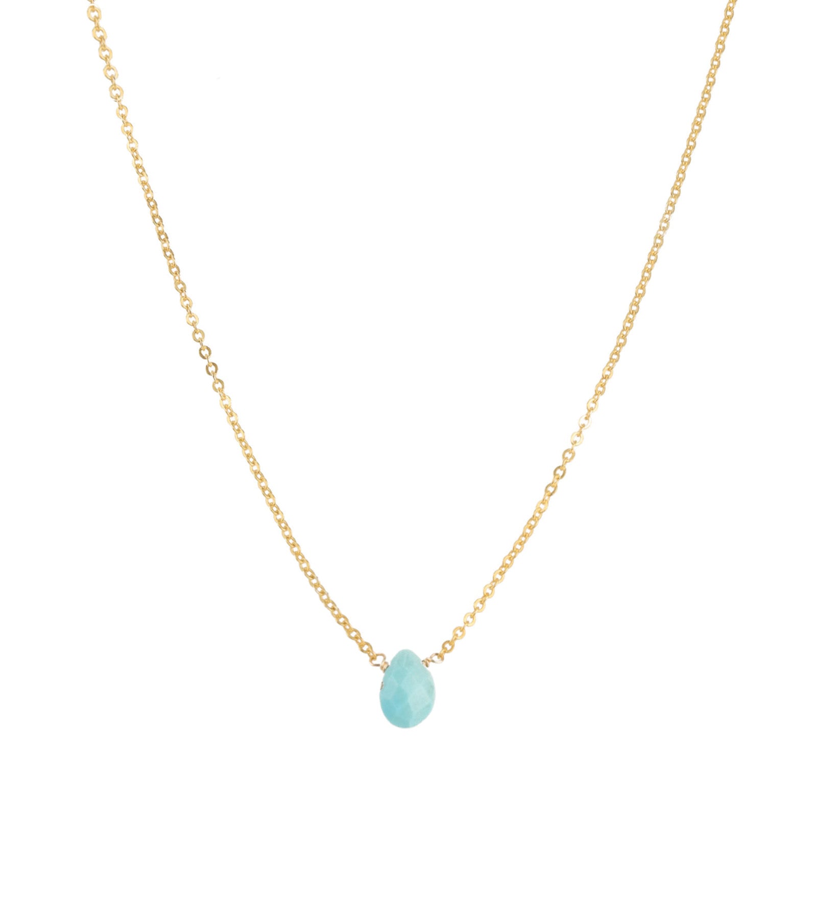 Pear Stone Cable Necklace 14k Gold Filled, Turquoise