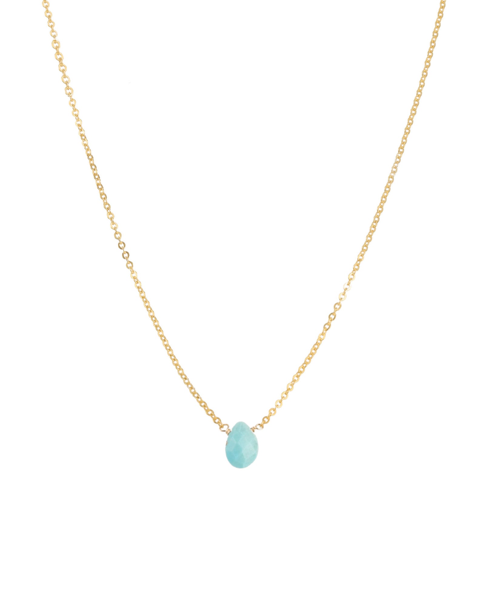 Pear Stone Cable Necklace 14k Gold Filled, Turquoise