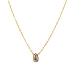 Pear Stone Cable Necklace 14k Gold Filled, Smokey Topaz