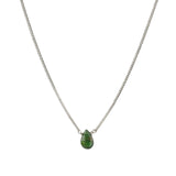 Pear Stone Curb Necklace Sterling Silver, Green Tourmaline