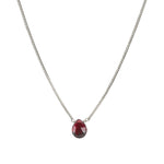 Pear Stone Curb Necklace Sterling Silver, Garnet