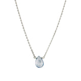 Pear Stone Cable Necklace Sterling Silver, Mystic Blue Topaz