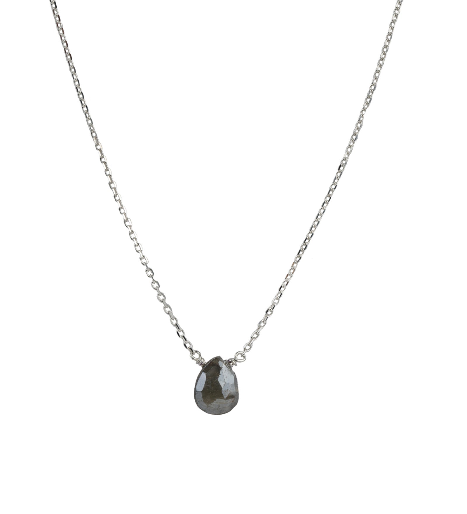 Pear Stone Cable Necklace Sterling Silver, Mystic Quartz