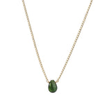 Pear Stone Curb Necklace 14k Gold Filled, Green Tourmaline