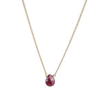 Pear Stone Curb Necklace 14k Gold Filled, Garnet