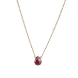 Pear Stone Curb Necklace 14k Gold Filled, Garnet