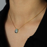 Stoned by Gem Jar-Pear Stone Box Necklace-Necklaces-14k Gold Filled, Green Opal-Blue Ruby Jewellery-Vancouver Canada