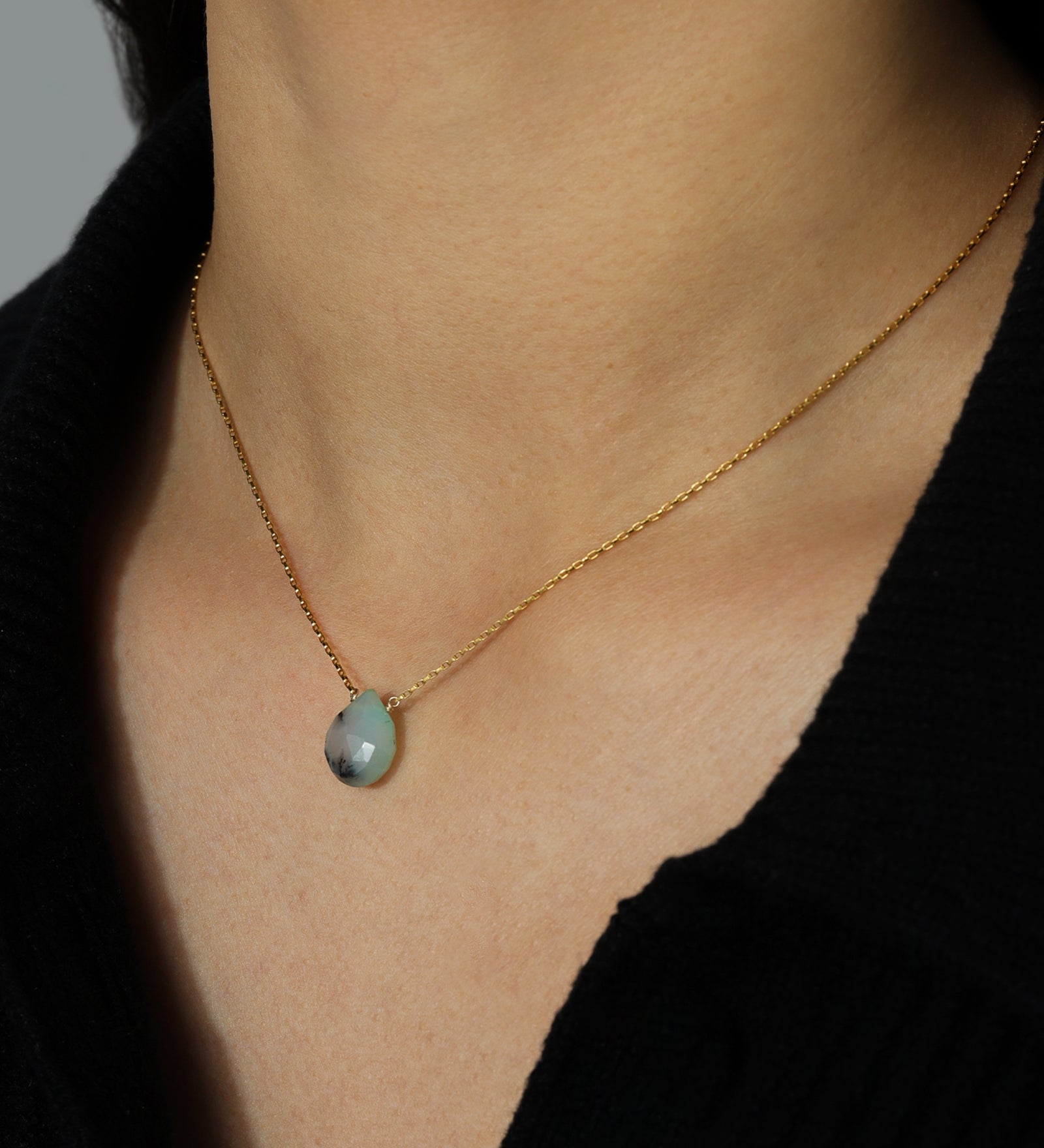 Stoned by Gem Jar-Pear Stone Box Necklace-Necklaces-14k Gold Filled, Green Opal-Blue Ruby Jewellery-Vancouver Canada