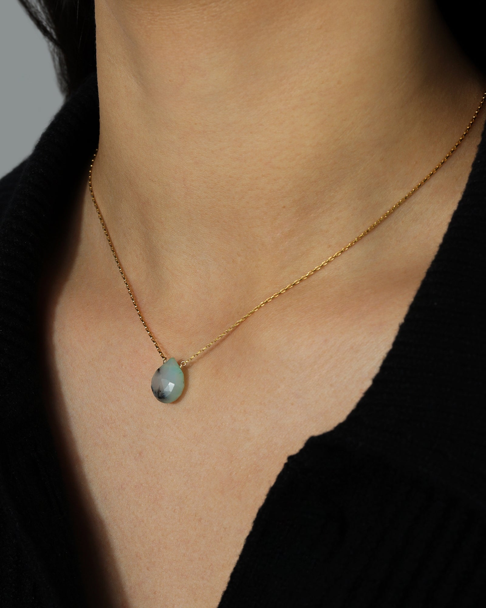 Stoned by Gem Jar-Pear Stone Box Necklace-Necklaces-14k Gold Filled, Green Opal-Blue Ruby Jewellery-Vancouver Canada