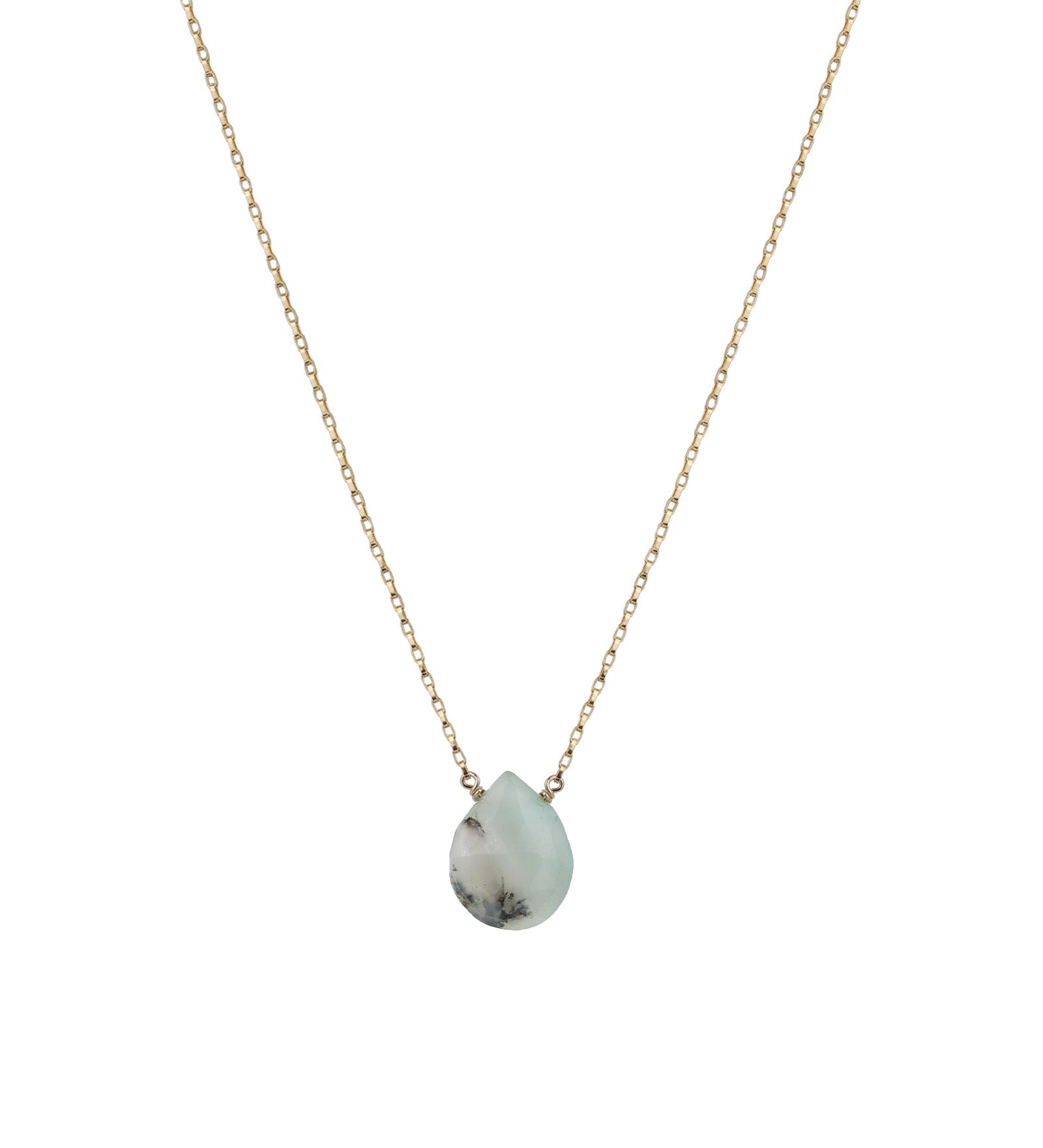 Stoned by Gem Jar-Pear Stone Box Necklace-Necklaces-14k Gold Filled, Green Opal-Blue Ruby Jewellery-Vancouver Canada