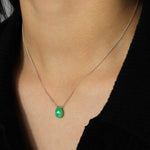 Stoned by Gem Jar-Pear Stone Cable Necklace-Necklaces-Sterling Silver, Chrysoprase-Blue Ruby Jewellery-Vancouver Canada