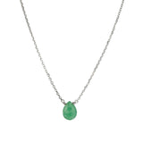 Stoned by Gem Jar-Pear Stone Cable Necklace-Necklaces-Sterling Silver, Chrysoprase-Blue Ruby Jewellery-Vancouver Canada