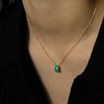 Stoned by Gem Jar-Pear Stone Cable Necklace-Necklaces-14k Gold Filled, Chrysoprase-Blue Ruby Jewellery-Vancouver Canada