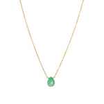 Pear Stone Cable Necklace 14k Gold Filled, Chrysoprase