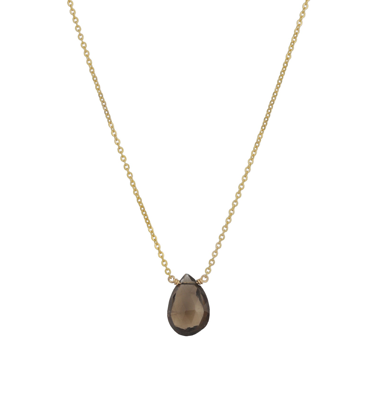 Stoned By Gem Jar-Pear Stone Cable Chain Necklace-Necklaces-14k Gold Filled, Smokey Topaz-Blue Ruby Jewellery-Vancouver Canada