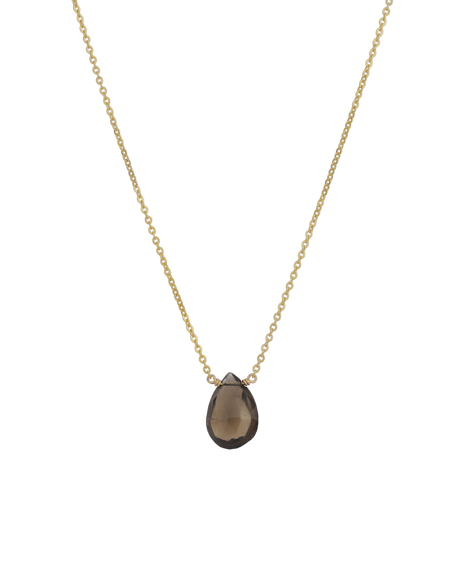 Stoned By Gem Jar-Pear Stone Cable Chain Necklace-Necklaces-14k Gold Filled, Smokey Topaz-Blue Ruby Jewellery-Vancouver Canada