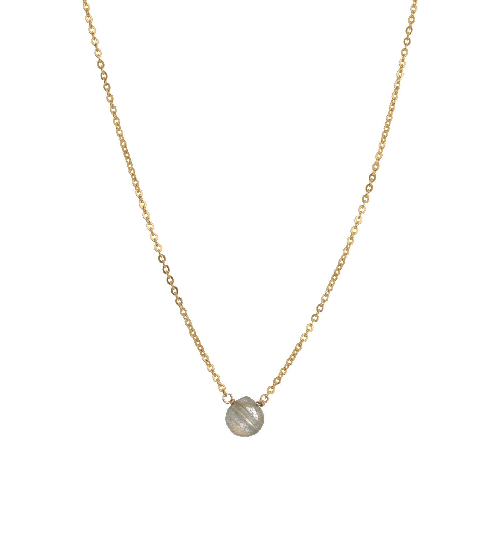 Heart Stone Cable Chain Necklace 14k Gold Filled, Labradorite