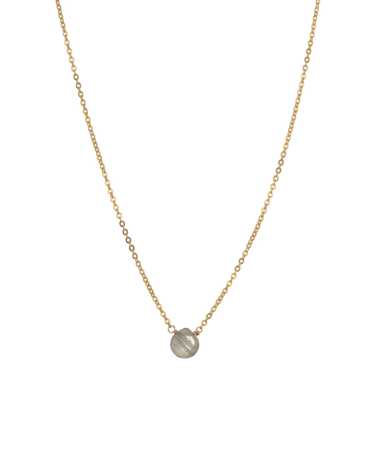 Heart Stone Cable Chain Necklace 14k Gold Filled, Labradorite