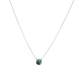 Heart Stone Cable Chain Necklace Sterling Silver, Emerald