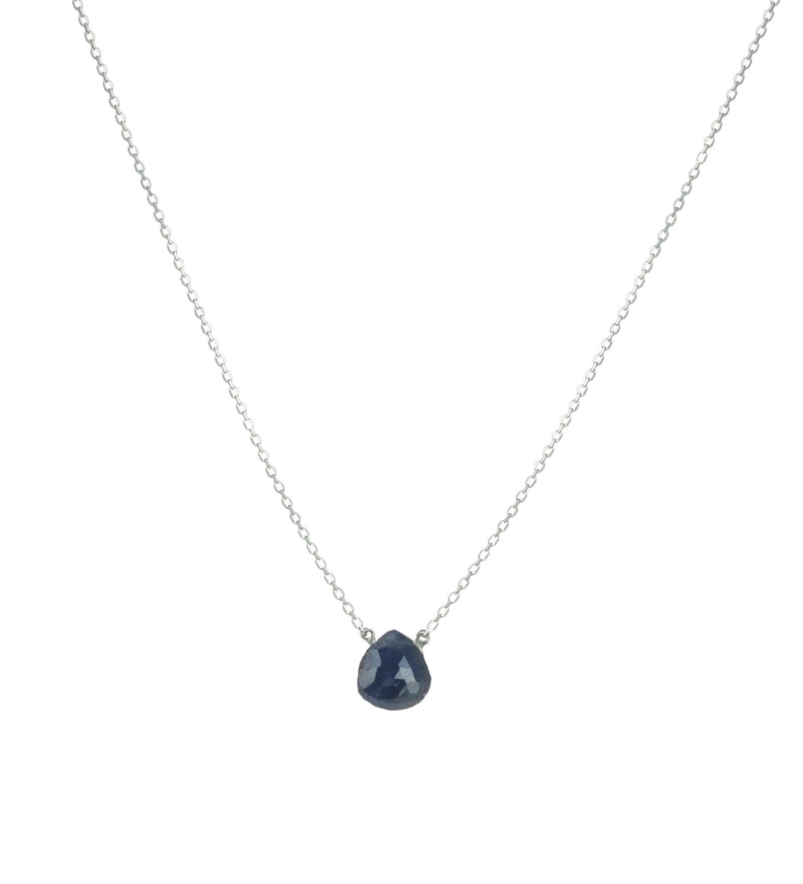 Stoned by Gem Jar-Heart Stone Cable Chain Necklace-Necklaces-Sterling Silver, Blue Sapphire-Blue Ruby Jewellery-Vancouver Canada