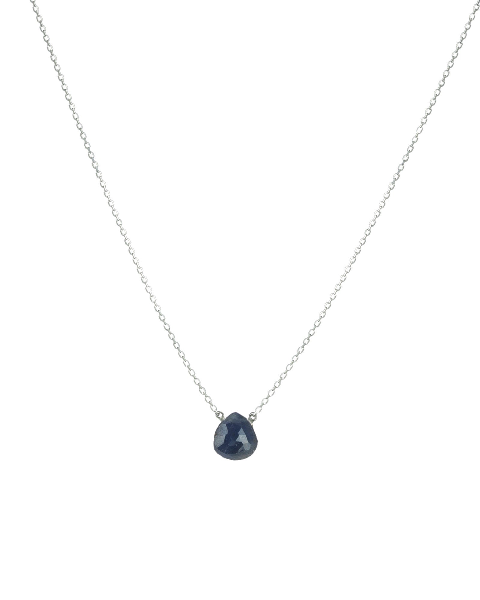 Stoned by Gem Jar-Heart Stone Cable Chain Necklace-Necklaces-Sterling Silver, Blue Sapphire-Blue Ruby Jewellery-Vancouver Canada