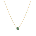 Heart Stone Cable Chain Necklace 14k Gold Filled, Emerald