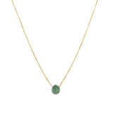 Heart Stone Cable Chain Necklace 14k Gold Filled, Emerald