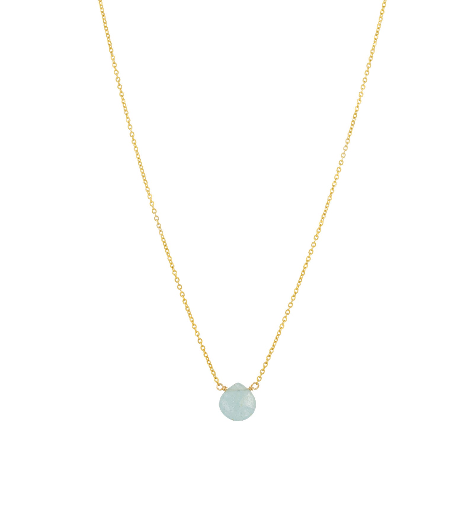 Stoned By Gem Jar-Heart Stone Cable Chain Necklace-Necklaces-14k Gold Filled, Aquamarine-Blue Ruby Jewellery-Vancouver Canada