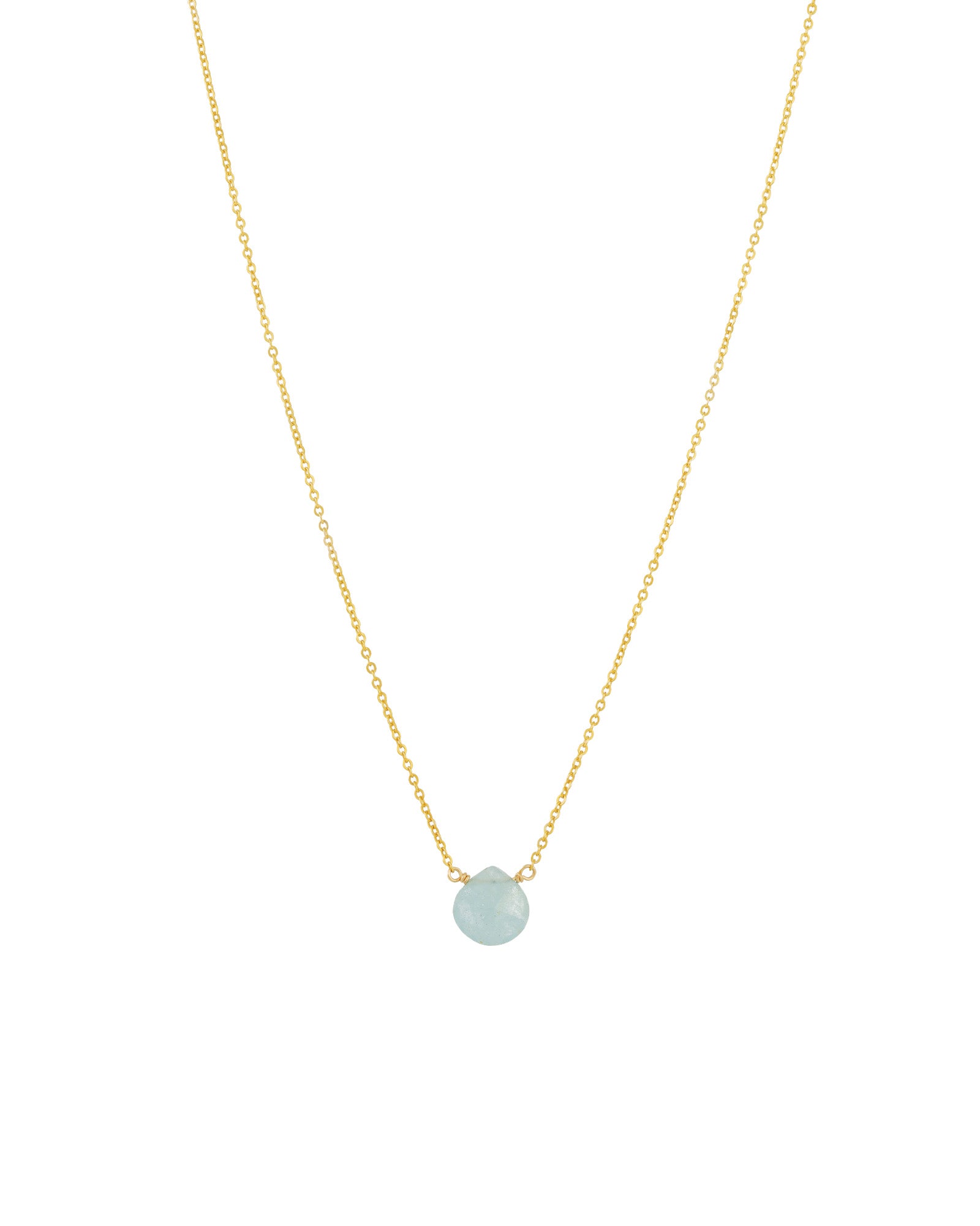 Stoned By Gem Jar-Heart Stone Cable Chain Necklace-Necklaces-14k Gold Filled, Aquamarine-Blue Ruby Jewellery-Vancouver Canada