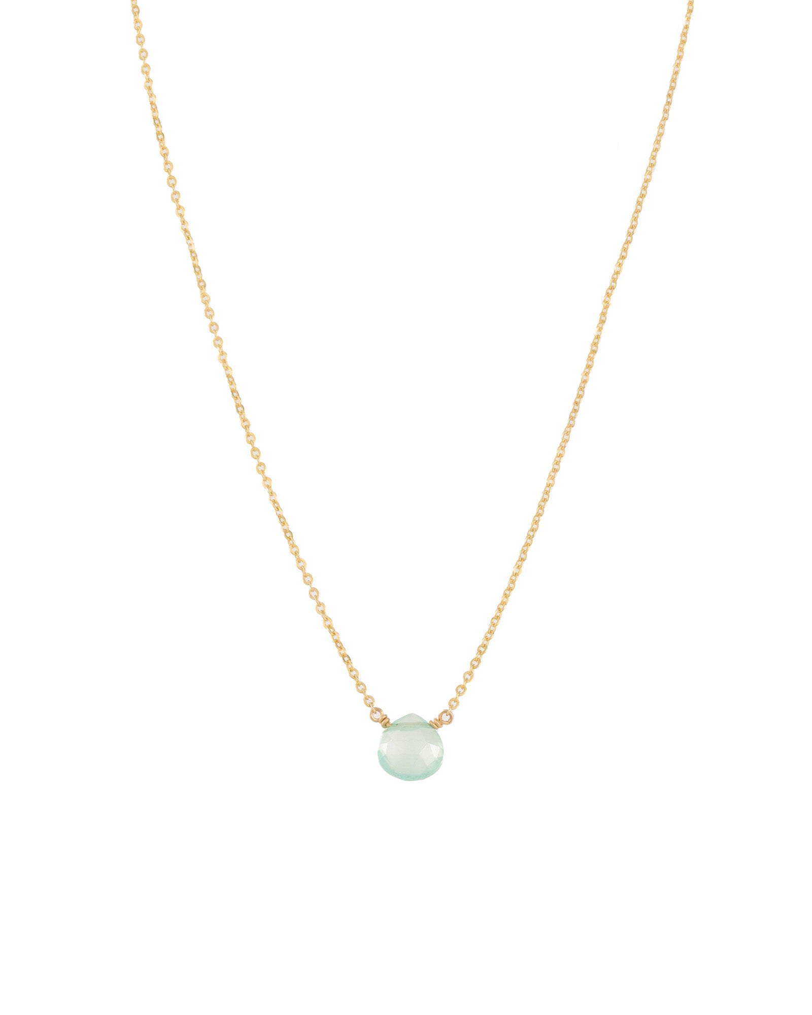 Stoned by Gem Jar-Heart Stone Cable Chain Necklace-Necklaces-14k Gold Filled, Aqua Chalcedony-Blue Ruby Jewellery-Vancouver Canada