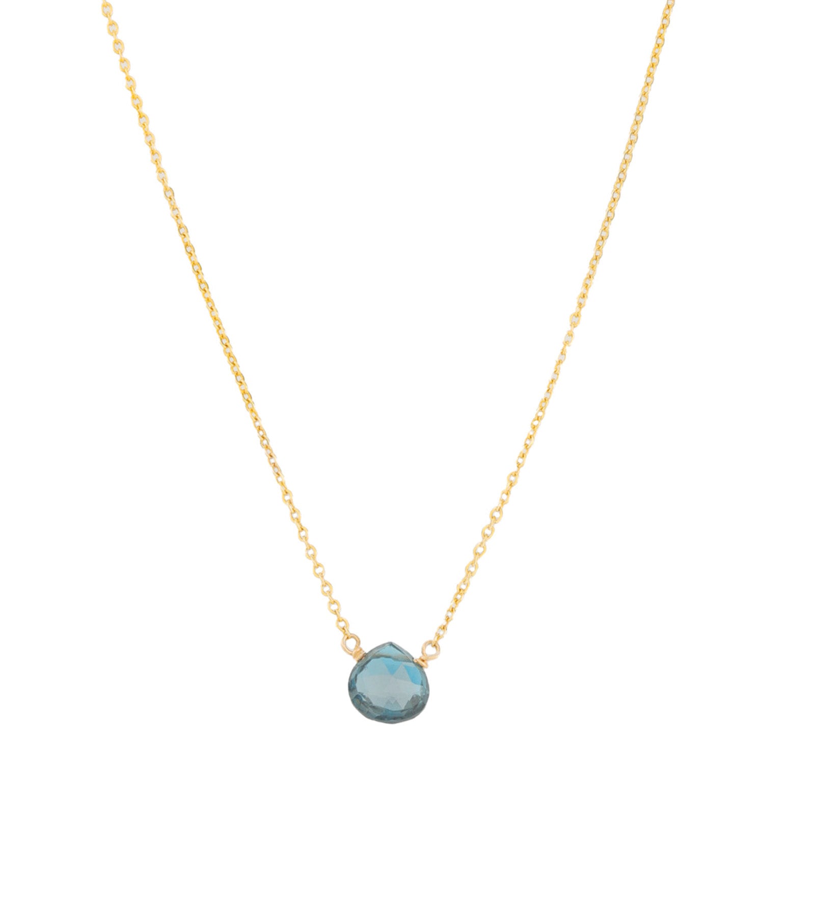 Stoned by Gem Jar-Heart Stone Cable Chain Necklace-Necklaces-14k Gold Filled, London Blue Topaz-Blue Ruby Jewellery-Vancouver Canada