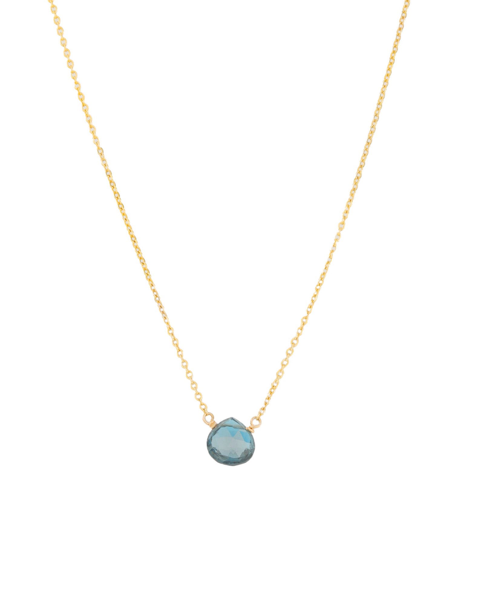 Stoned by Gem Jar-Heart Stone Cable Chain Necklace-Necklaces-14k Gold Filled, London Blue Topaz-Blue Ruby Jewellery-Vancouver Canada